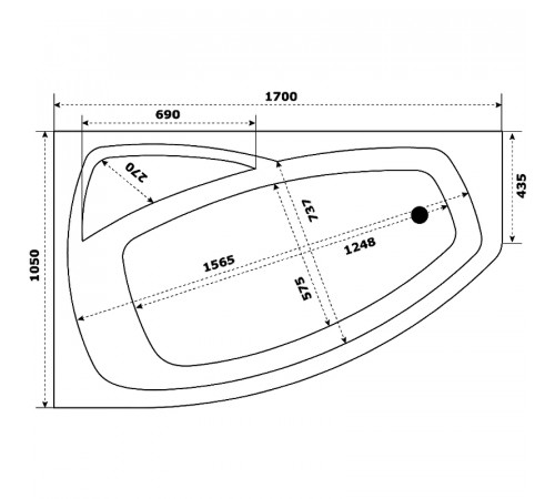 Акриловая ванна STWORKI Монтре 170x105 L Mn1700L без гидромассажа