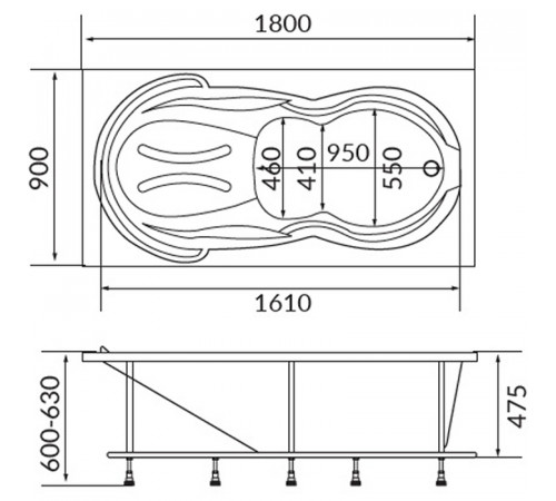 Акриловая ванна 1MarKa Taormina 180x90 01та1890 без гидромассажа