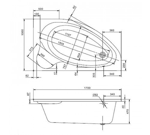 Акриловая ванна Santek Эдера 170x100 R 1WH501663 без гидромассажа