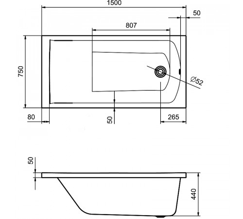 Акриловая ванна Santek Фиджи 150x75 1WH501598 без гидромассажа