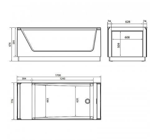 Акриловая ванна Aima Design Neo 170x75 01нео1775с2с без гидромассажа