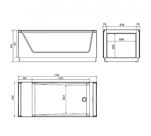 Акриловая ванна Aima Design Neo 170x75 01нео1775с2 без гидромассажа