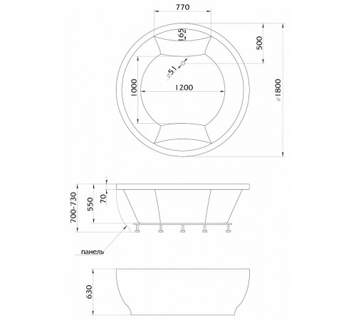 Акриловая ванна Aima Design Omega New 180x180 01омн1818 без гидромассажа